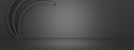Abstract pastel gray color and gradient white light background in studio table backdrops display product design. Blank empty space room for showing. Blur 3D render podium stage grey texture black pattern.の写真素材