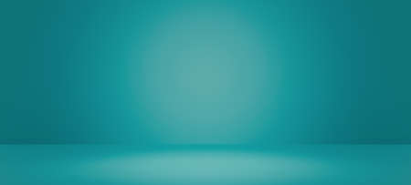 Abstract pastel teal color and gradient cyan light background with mint green table backdrops display product design. Turquoise empty space room for showing. Blur 3D render podium stage vector textureの写真素材