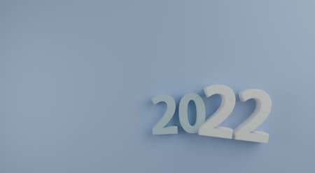 Happy New Year 2022. 3D illustration numbers isolated white background color concept for confetti  on Christmas holiday. Action plan and challenge on start business in trend 2022の写真素材