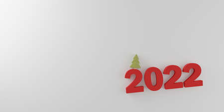 Happy New Year 2022. 3D illustration numbers isolated white background color concept for confetti  on Christmas holiday. Action plan and challenge on start business in trend 2022の写真素材