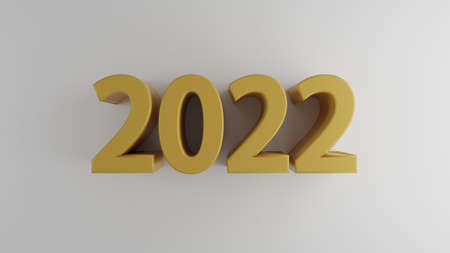 Happy New Year 2022. 3D illustration numbers isolated white background color concept for confetti  on Christmas holiday. Action plan and challenge on start business in trend 2022の写真素材