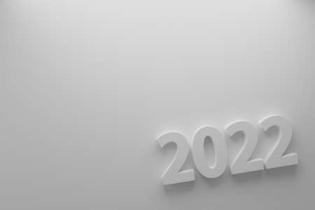 Happy New Year 2022. 3D illustration numbers isolated white background color concept for confetti  on Christmas holiday. Action plan and challenge on start business in trend 2022の写真素材