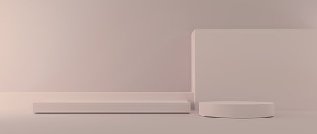 Cosmetic podium product minimal scene with platform background 3d render. Display stand for Valentine pink color mock up. stand to show beauty stage backdrop on pedestal. Simple Cylinder Sweet designの写真素材