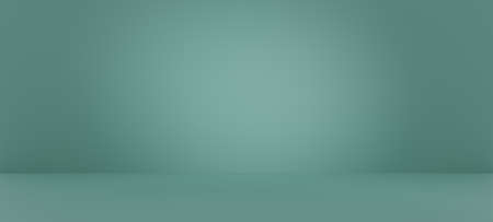 Abstract pastel cyan color and gradient light background with studio table backdrops display product design. Blank green empty space room showing. Blur 3D render podium stage vector texture patternの写真素材