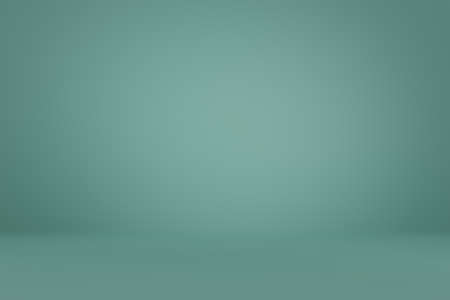 Abstract pastel cyan color and gradient light background with studio table backdrops display product design. Blank green empty space room showing. Blur 3D render podium stage vector texture patternの写真素材
