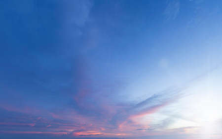 Beautiful blue sky with cloud at sunset background. Nature cloudscape.の写真素材