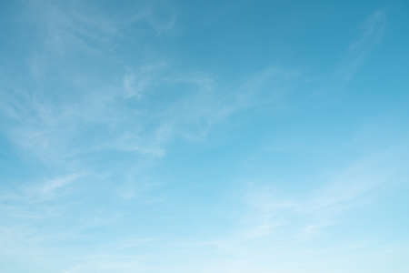 Summer blue sky cloud gradient light white background. Beauty clear cloudy in sunshine calm bright winter air bacground. Gloomy vivid cyan landscape in environment day horizon skyline view spring windの写真素材