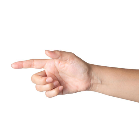 Closeup Beautiful female hand count from one to five gesture Isolated on blank white background. Set of woman palms raised fingers gesture numbers concept for people thumb nail solution.の写真素材