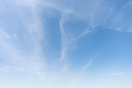 Summer blue sky cloud gradient light white background. Beauty clear cloudy in sunshine calm bright winter air bacground. Gloomy vivid cyan landscape in environment day horizon skyline view spring windの写真素材
