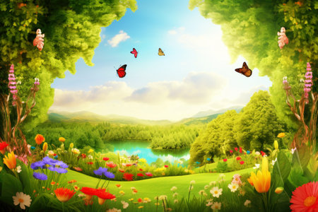 World Earth Day Concept. Green Energy, ESG, Environmental background. Renewable and Sustainable Resources. Environmental and Ecology Care climate change. Generative Aiの素材