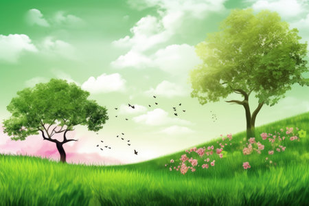 World Earth Day Concept. Green Energy, ESG, Environmental background. Renewable and Sustainable Resources. Environmental and Ecology Care climate change. Generative Aiの素材