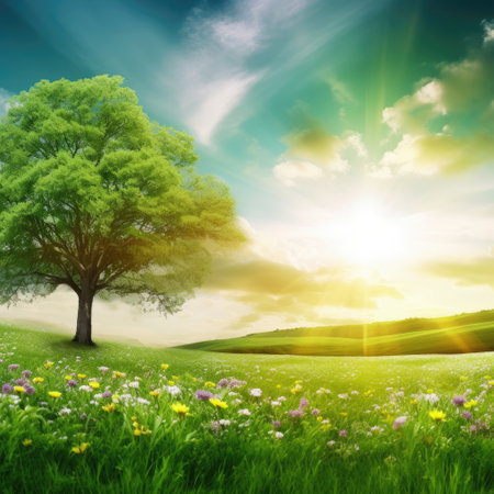 World Earth Day Concept. Green Energy, ESG, Environmental background. Renewable and Sustainable Resources. Environmental and Ecology Care climate change. Generative Aiの素材