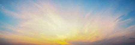 Summer blue sky cloud gradient light white background. Beauty clear cloudy in sunshine calm bright winter air bacground. Gloomy vivid cyan landscape in environment day horizon skyline view spring windの写真素材