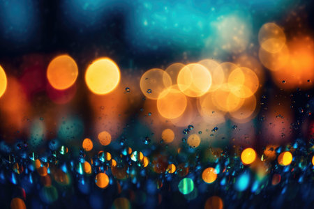 Happy Christmas light decorations in new year night winter background. Ornaments elements gold confetti bokeh color Xmas ornaments Glass ball tree decorations. Christmas glowing Golden Background.の素材