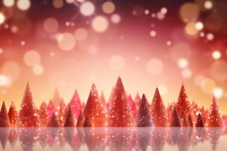 Happy Christmas light decorations in new year night winter background. Ornaments elements gold confetti bokeh color Xmas ornaments Glass ball tree decorations. Christmas glowing Golden Background.の素材
