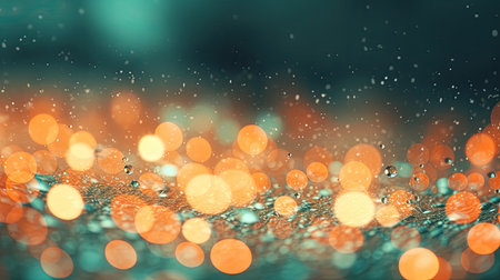 Happy Christmas light decorations in new year night winter background. Ornaments elements gold confetti bokeh color Xmas ornaments Glass ball tree decorations. Christmas glowing Golden Background.の素材