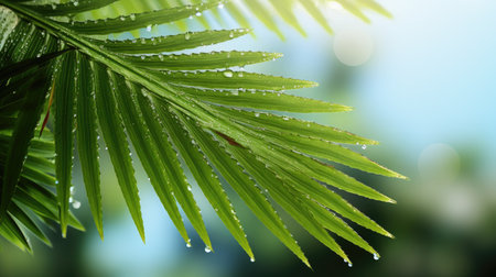 Palm sunday and easter day for welcome Jesus before Easter day. Wooden Cross and palm on white background easter sign symbol concept, World Environment Day Green coconut leavesの素材