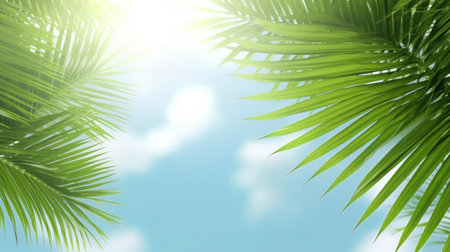 Palm sunday and easter day for welcome Jesus before Easter day. Wooden Cross and palm on white background easter sign symbol concept, World Environment Day Green coconut leavesの素材
