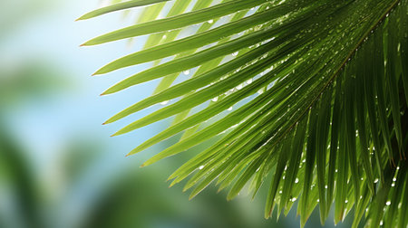 Palm sunday and easter day for welcome Jesus before Easter day. Wooden Cross and palm on white background easter sign symbol concept, World Environment Day Green coconut leavesの素材