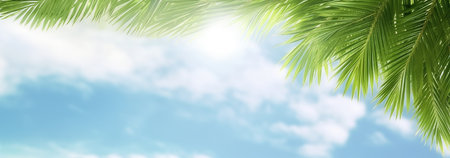 Palm sunday and easter day for welcome Jesus before Easter day. Wooden Cross and palm on white background easter sign symbol concept, World Environment Day Green coconut leavesの素材
