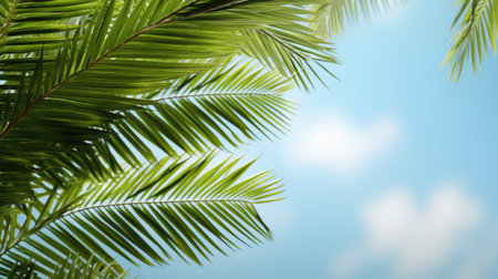 Palm sunday and easter day for welcome Jesus before Easter day. Wooden Cross and palm on white background easter sign symbol concept, World Environment Day Green coconut leavesの素材