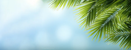 Palm sunday and easter day for welcome Jesus before Easter day. Wooden Cross and palm on white background easter sign symbol concept, World Environment Day Green coconut leavesの素材