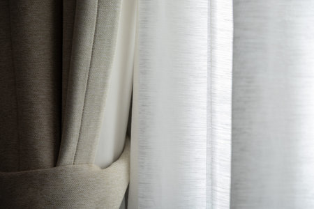 interior design stylish curtain fabric window light cozy soft ambiance warm elegant serene home...