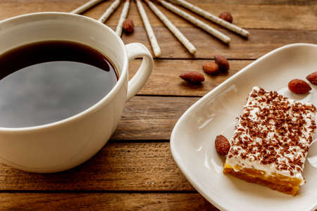 morning mood strong coffee and sweet dessertの写真素材