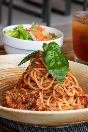 Italian food serving in the alfresco dining areaの写真素材