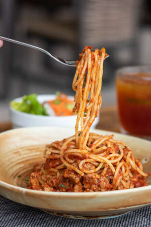 Italian food serving in the alfresco dining areaの写真素材