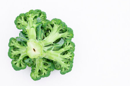 Fresh green broccoli on a light background. Health, green, fresh.の写真素材