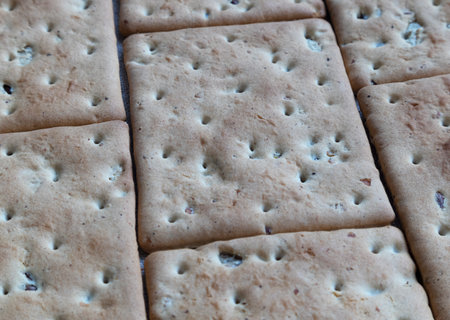 Background with cracker or biscuits. The concept of dietary nutrition. Poster.