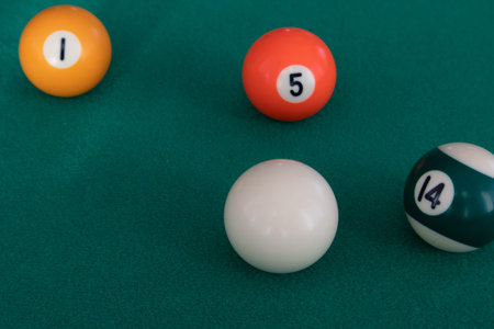 Billiard table with a selection of balls. Game. Snooker, billiards.