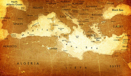 Old Mediterranean Mapの写真素材
