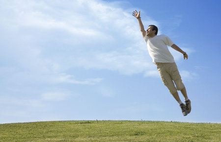 Young Man jumpingの写真素材