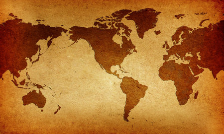 Old America Centered World Map