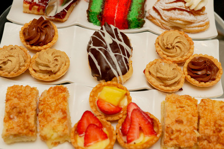 Delicious wedding reception candy bar dessert tableの写真素材