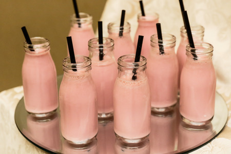 Delicious wedding reception candy bar dessert tableの写真素材