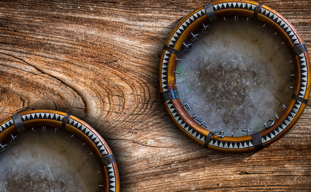 Central Asian tambourine. Uzbek doira. The traditional uzbek musical instrument doira, Bukhara, Uzbekistanの写真素材