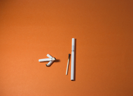 A top view image of several commercially made cigarettes.の写真素材
