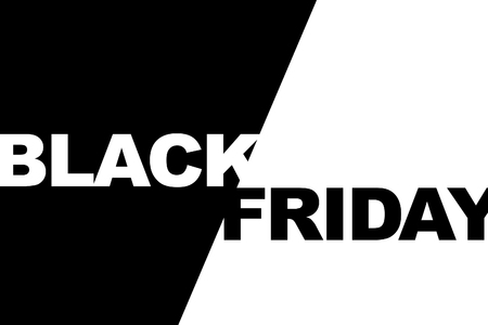 Black Friday shopping sale concept. Illustration of sale date. USA, Europe holiday on black and whiteの写真素材
