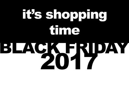 Black Friday shopping sale concept. Illustration of sale date. USA, Europe holiday on black and whiteの写真素材