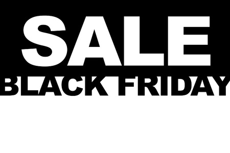Black Friday shopping sale concept. Illustration of sale date. USA, Europe holiday on black and whiteの写真素材