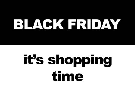 Black Friday shopping sale concept. Illustration of sale date. USA, Europe holiday on black and whiteの写真素材