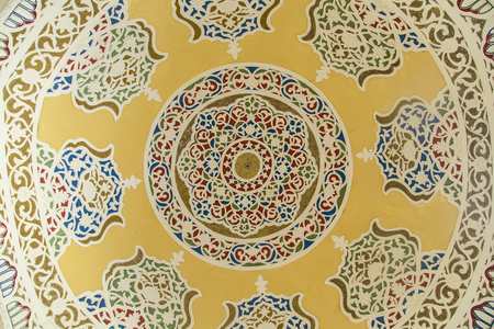 Bukhara, Uzbekistan - March 13, 2019: Traditional Islamic ornament elements painted inside of the dome in Bukhara, Uzbekistanのeditorial素材