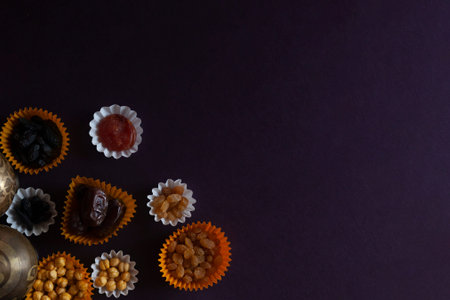 Eid Mubarak. Different iftar sweets. Celebrating Eid Al Adha. Islamic traditional holiday. Eid...