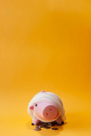 poor piggy bank. money lossing. financial mistake conceptの写真素材