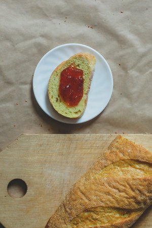 Food concept. Different type breads. Top view. Free space for text. Copy space