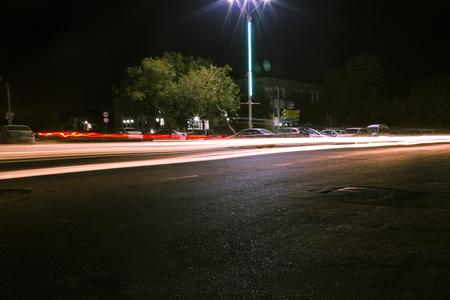 Long exposure showing the movement of traffic in Bukhara, Uzbekistanのeditorial素材
