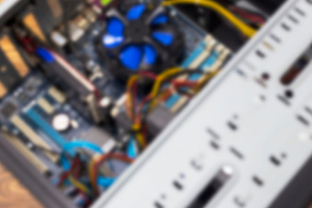 Blurred abstract image of PC case. Top view.の写真素材